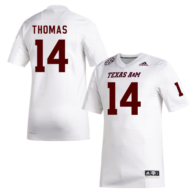 Men #14 Jayvon Thomas Texas A&M Aggies College Football Jerseys Stitched Sale-White